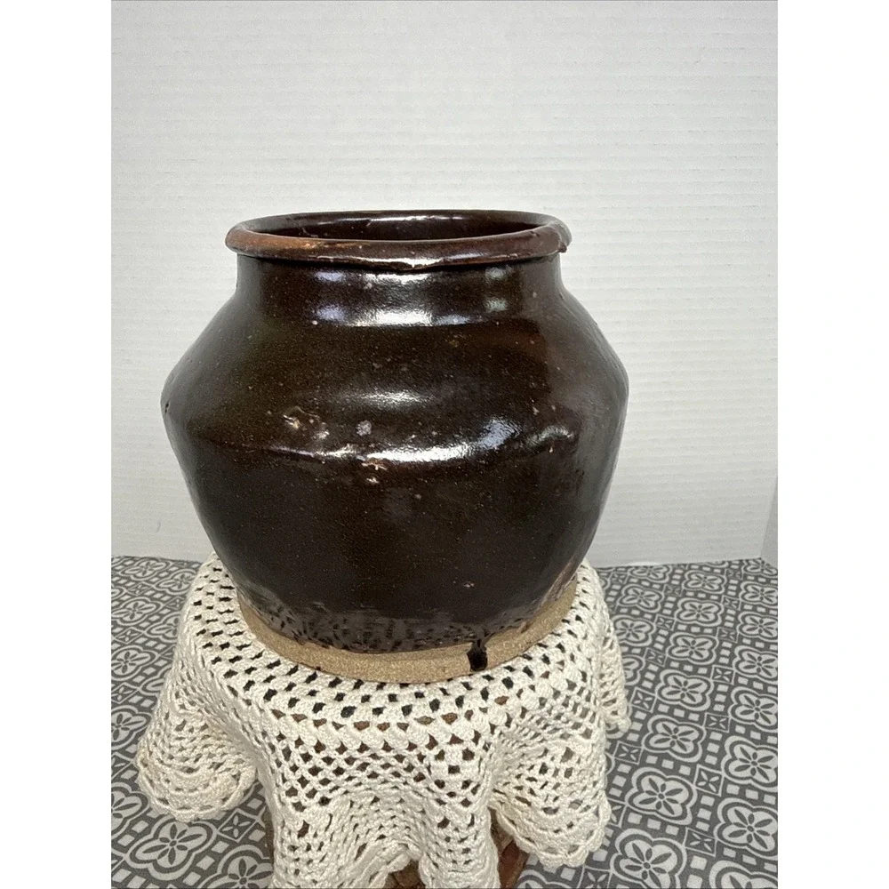 Chinese Stoneware Brown Glazed Pottery Storage Jar Qing 20th Century